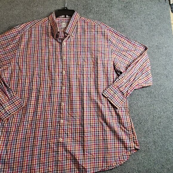 Peter Millar Shirt Mens XXL Blue Pink Check Plaid Cotton Long Sleeve Button Up - Picture 3 of 16